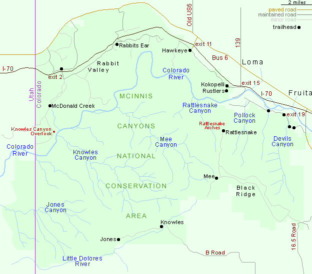 Map of the McInnis Canyons
