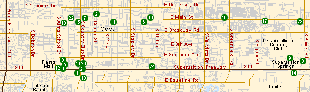 Map of Hotels in Mesa