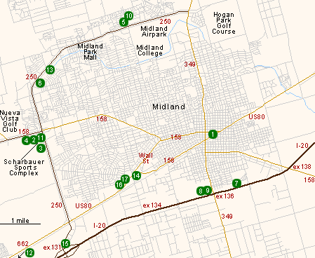 Map of Hotels in Midland