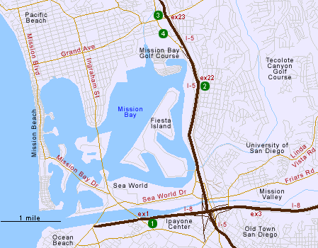 Map of Hotels in San Diego Mission Bay