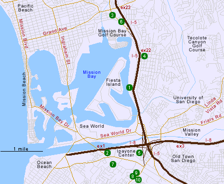 Map of Hotels in Mission Bay-Sea World