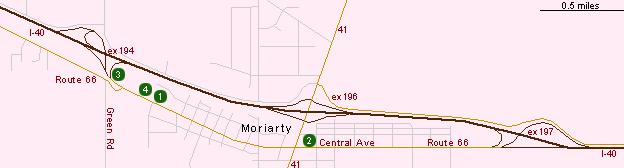 Map of Hotels in Moriarty