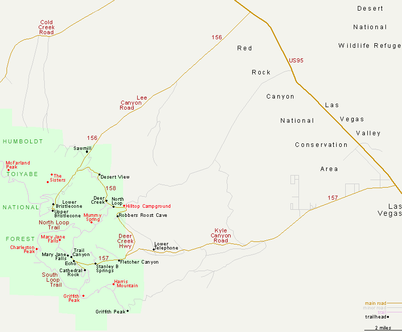 Scenery: The top parts of Mount Charleston and adjacent peaks are formed 