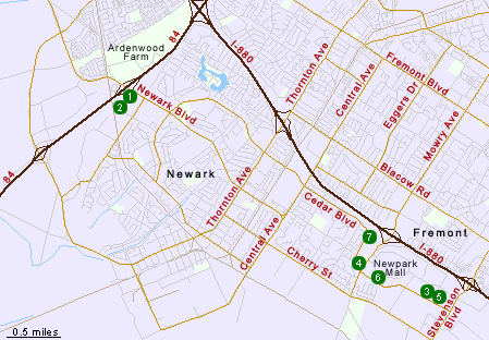 Map of Hotels in Newark