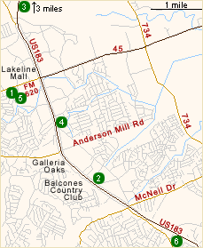 Map of hotels in northwest Austin