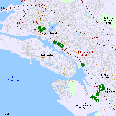 Map of Hotels in Oakland