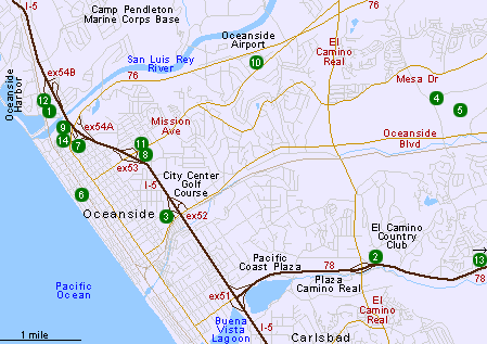 Map of Hotels in Oceanside