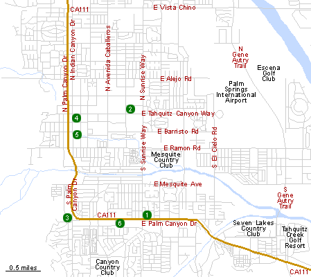 Map of Hotels in Palm Springs