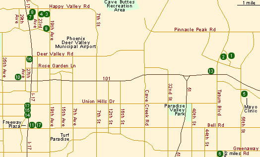 Map of Hotels in North Phoenix