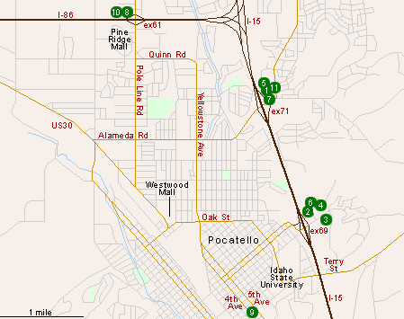 Map of Hotels in Pocatello, ID