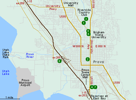 Map of Hotels in Provo
