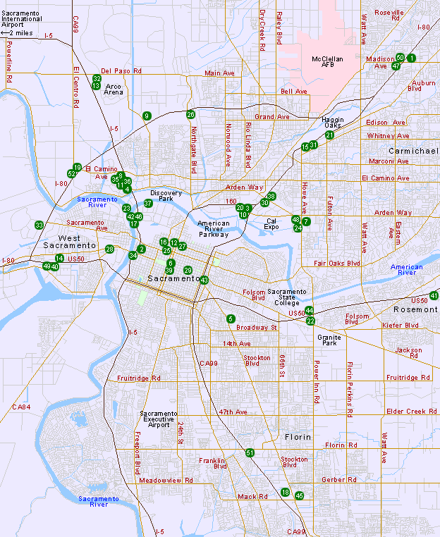 Map of Hotels in Sacramento, CA