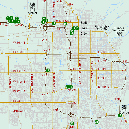 Map of Hotels in Salt Lake City
