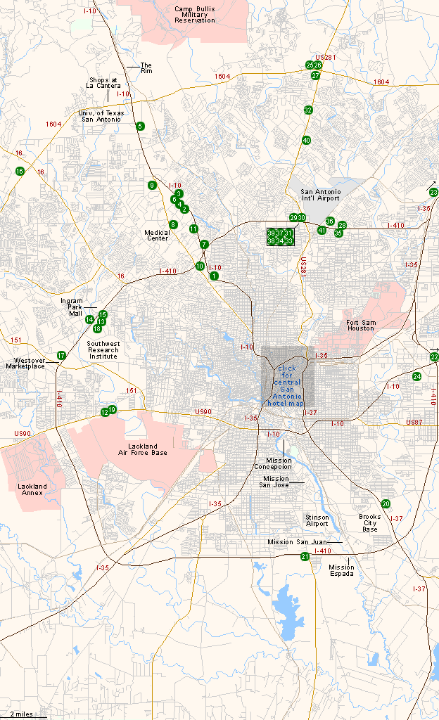Map of Hotels in San Antonio, TX