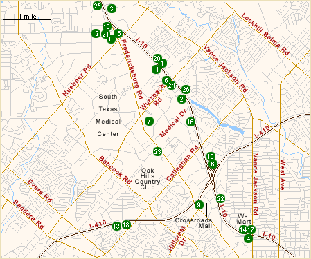 Map of Hotels in Northwest San Antonio (Medical Center)