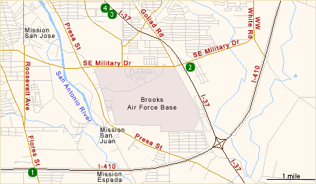 Map of Hotels in Southeast San Antonio
