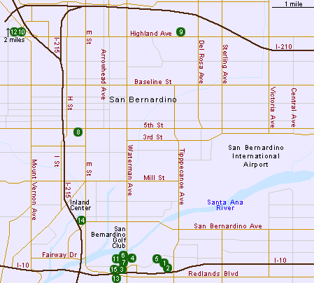 Map of Hotels in San Bernardino