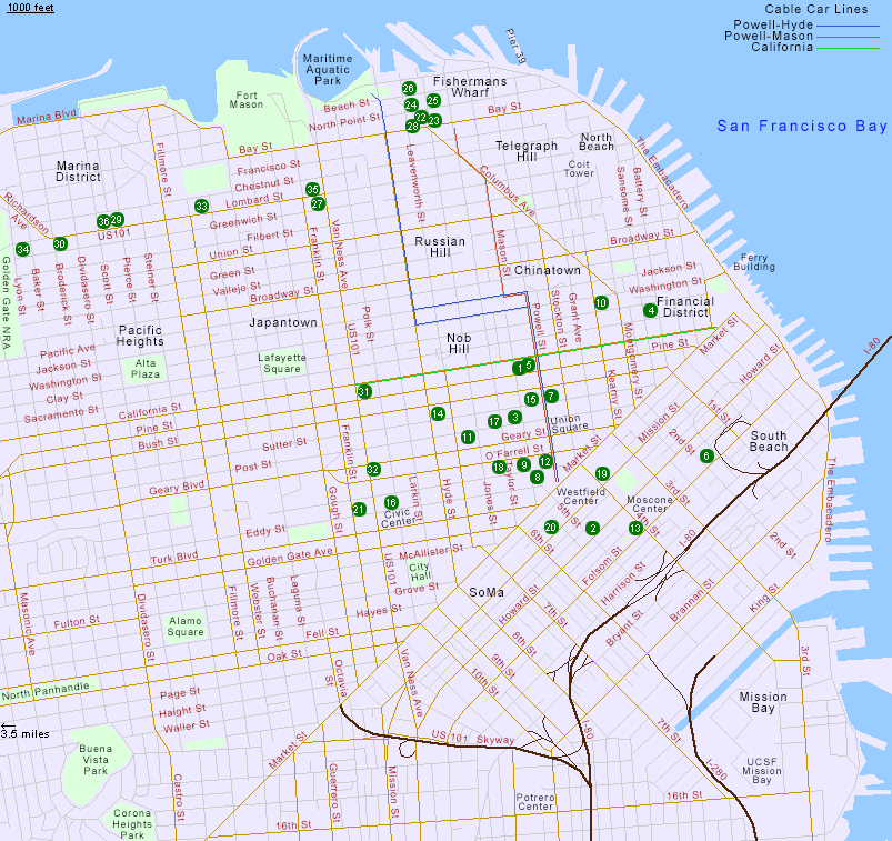 Map of Hotels in San Francisco, CA