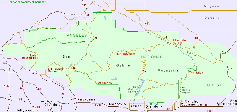 San Gabriel Mountains map