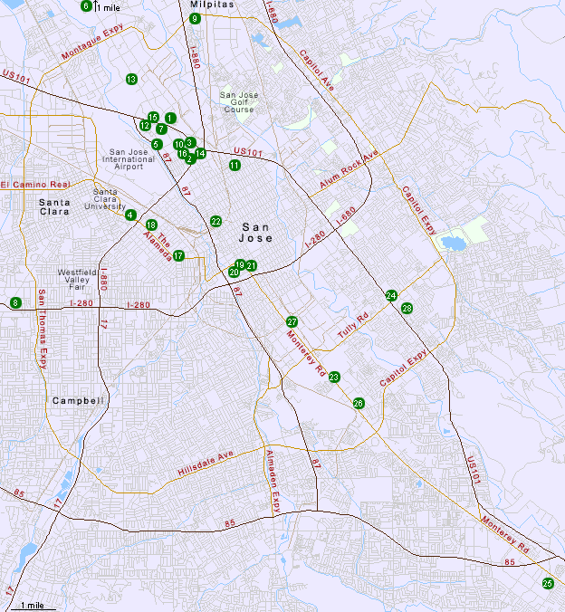 Map of Hotels in San Jose, CA