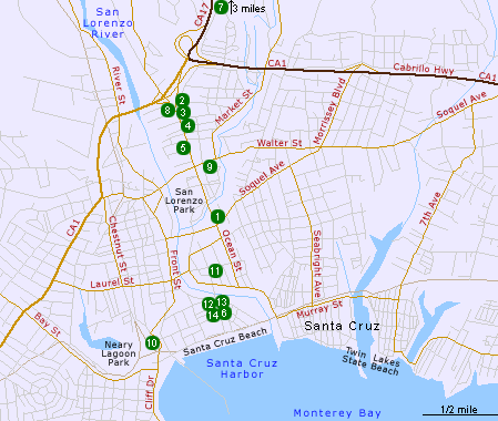 Map of Hotels in Santa Cruz