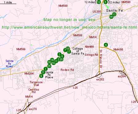 Map of Hotels in Santa Fe