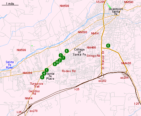 Map of Hotels in Santa Fe