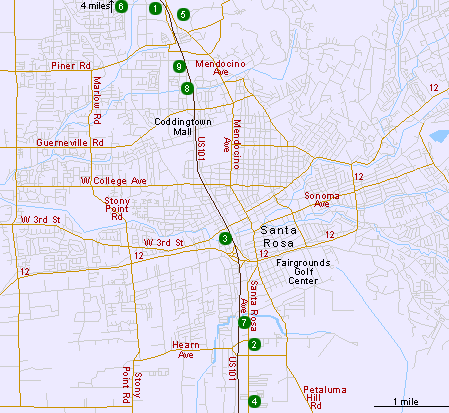 Map of Hotels in Santa Rosa