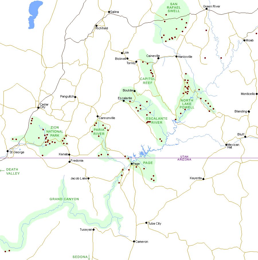 Slot Canyons Map