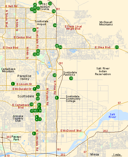 Map of Hotels in Scottsdale