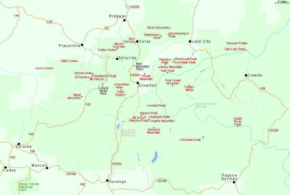 Map of the San Juan Mountains