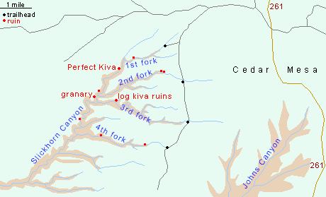 Map of Slickhorn Canyon