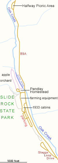 Map of Slide Rock State Park