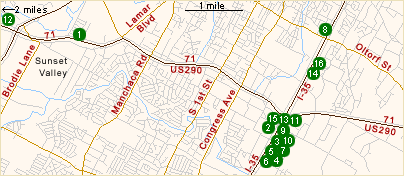 Map of hotels in south Austin