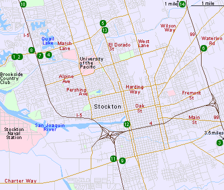 Map of Hotels in Stockton