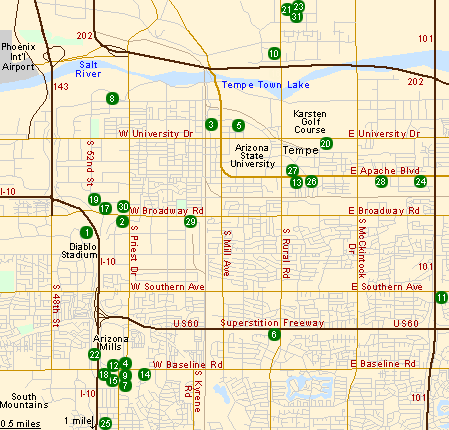 Map of Hotels in Tempe