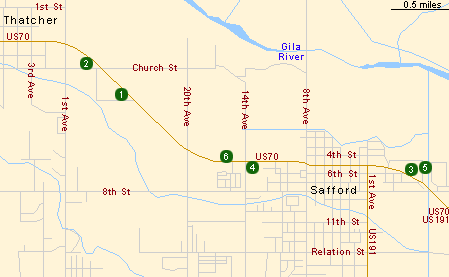 Map of Hotels in Thatcher