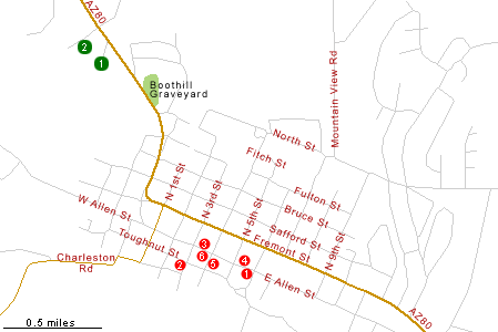 Map of Hotels in Tombstone