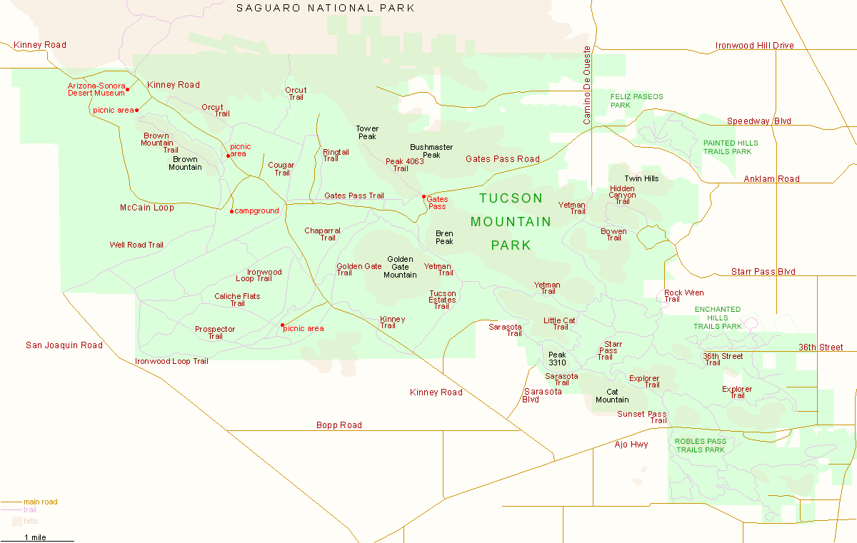 Map of Tucson Mountain Park