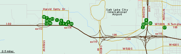Map of Hotels in West Salt Lake City (Airport)