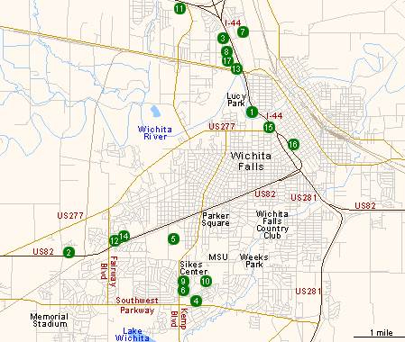 Map of Hotels in Wichita Falls