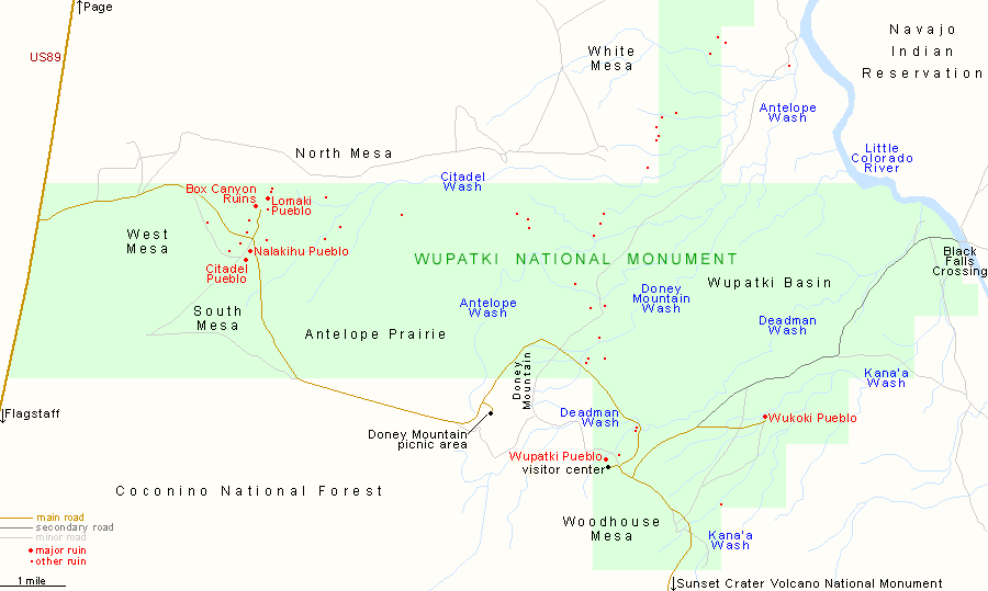 Map of Wupatki National Monument