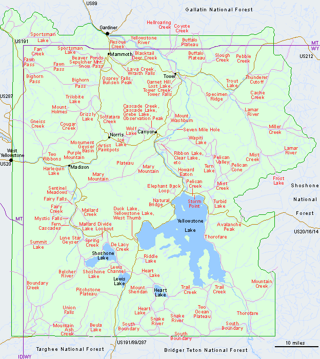 Map of Hikes & Trails in Yellowstone National Park