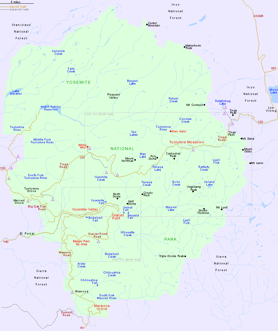 Map of Yosemite National Park