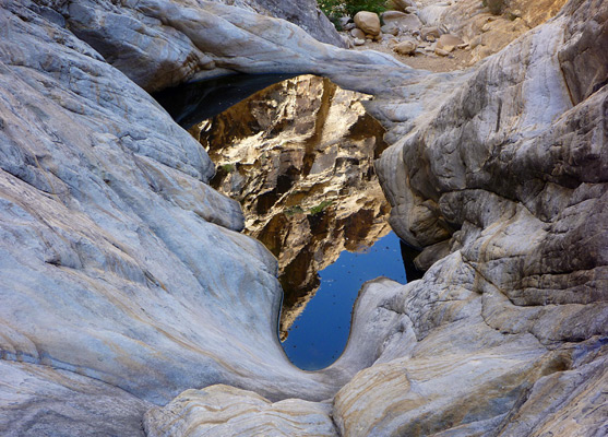 Reflective pothole in Icebox Canyon