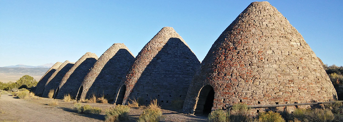 The six Ward charcoal ovens, in late afternoon