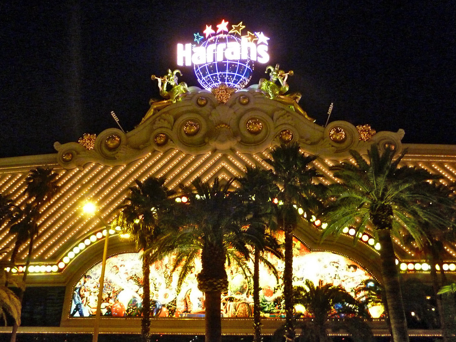 Palm trees below the casino sign