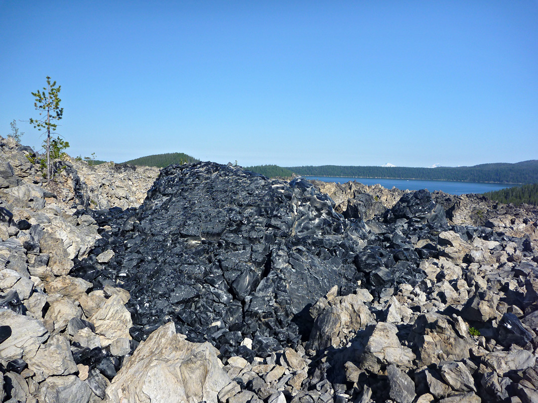 Patch of black obsidian