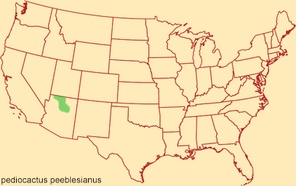 Distribution map for pediocactus peeblesianus