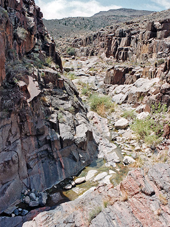 View over a waterfall